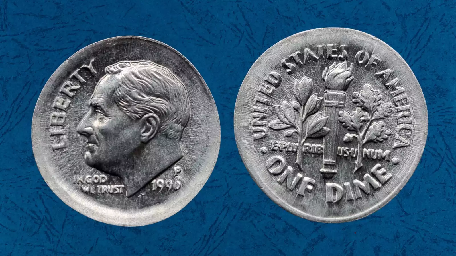 1996 dime broadstrike error showing coin spread beyond normal diameter with smooth edge and no reeding